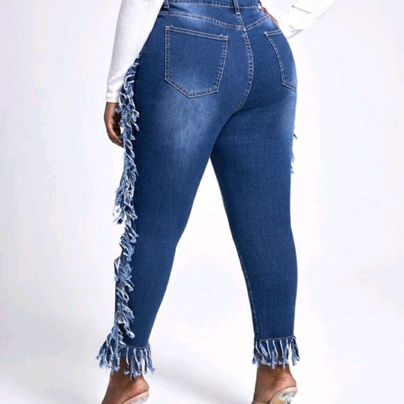 SXY Plus High Waist Frayed Trim Skinny Jeans - Picture 2 of 6